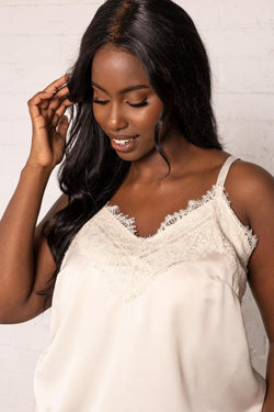 Carraig Donn Curve - Lace Sleeveless Top in Beige