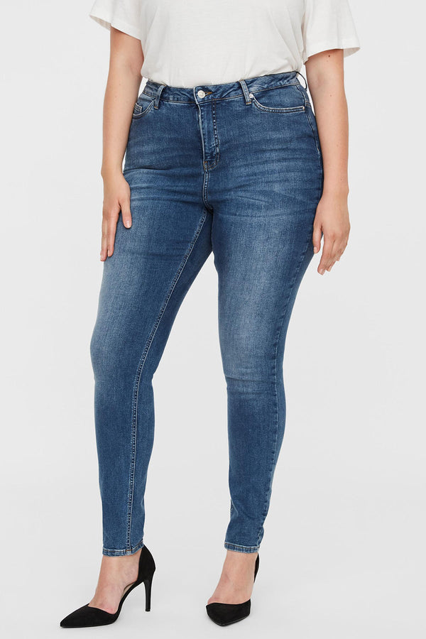 Carraig Donn Curve - Lora High Waist Jeans in Medium Blue Denim
