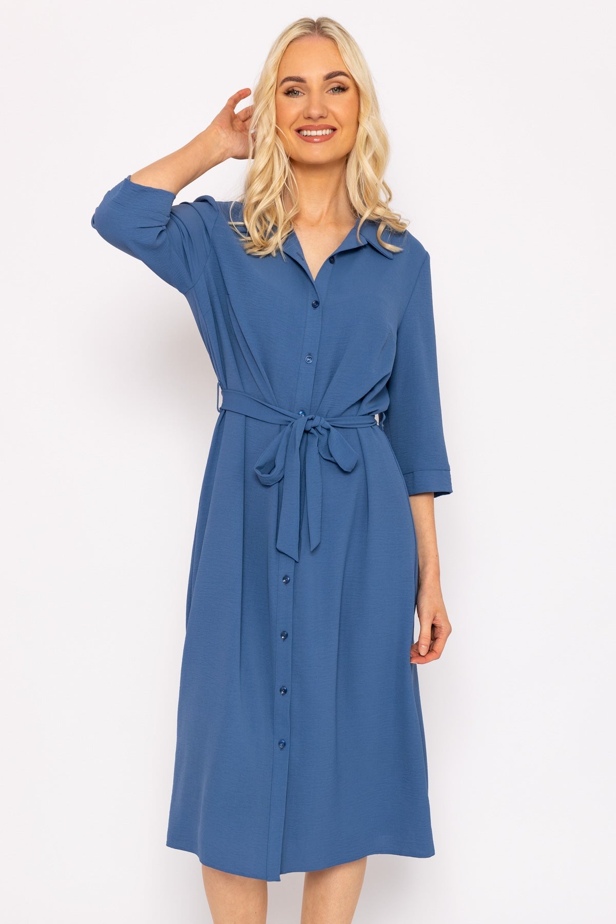 Blue Belted Shirt Dress | Women's Dresses | Carraig Donn