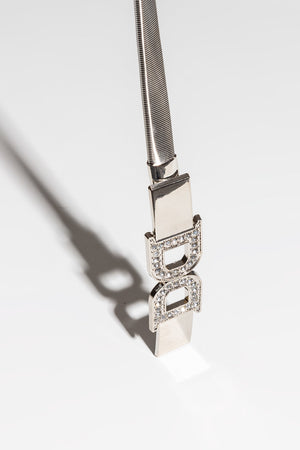 Diamante D Clasp Stretch Belt in Silver