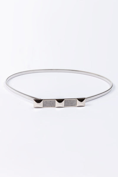Carraig Donn Diamante Detail Stretch Belt in Silver