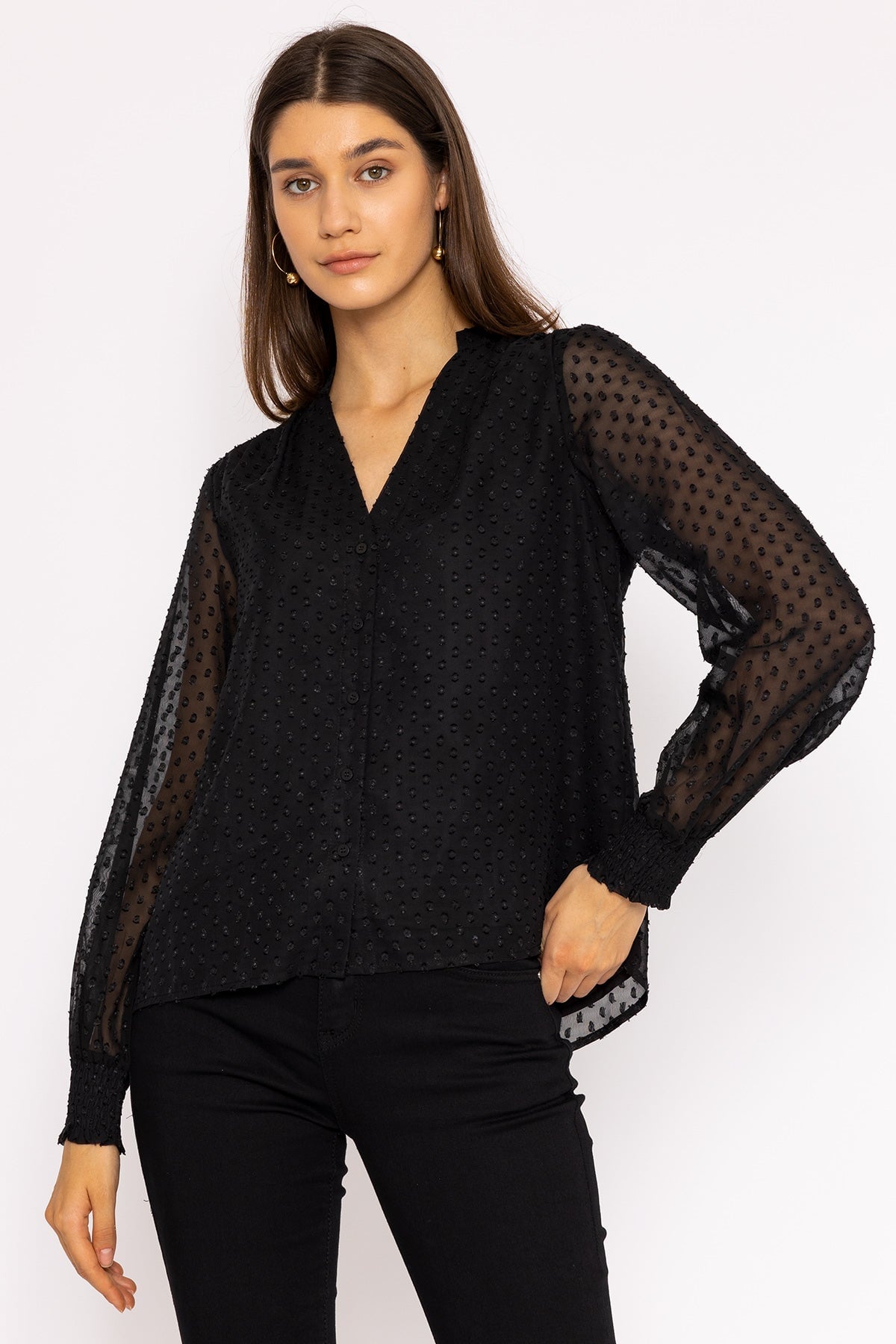 Dobby Texture Blouse in Black