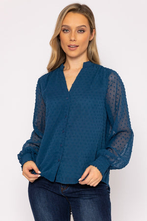 Dobby Texture Blouse in Blue