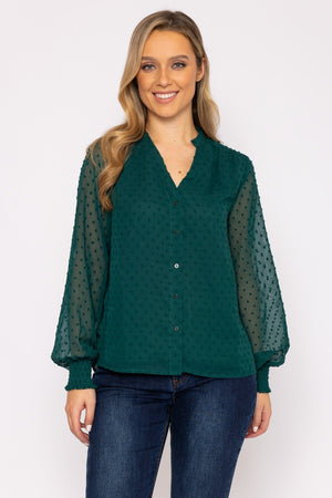 Dobby Texture Blouse in Green