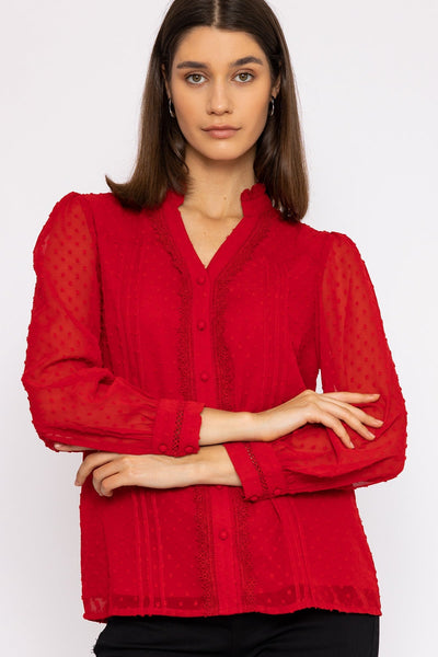 Carraig Donn Dobby Texture Blouse in Red