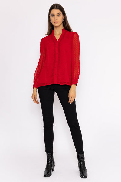 Carraig Donn Dobby Texture Blouse in Red