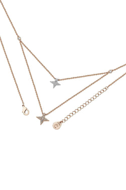 Carraig Donn Double Floating Pave Star Necklace in Rose Gold