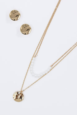 Carraig Donn Double Strand Coin Pendant Necklace in Gold