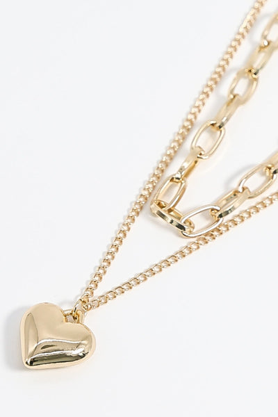 Carraig Donn Double Strand Heart Necklace in Gold