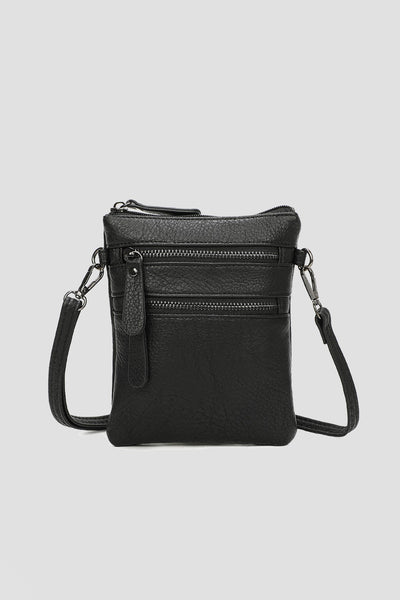 Carraig Donn Double Zip Crossbody Bag in Black