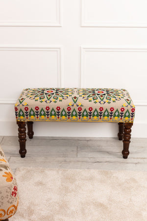 Eclectic Embroidered Bench