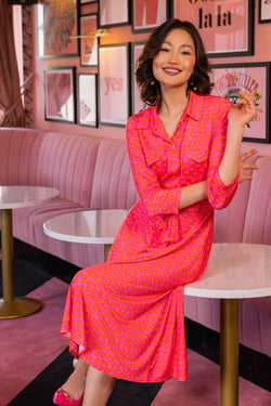 Carraig Donn Emer Midi Dress in Pink Print