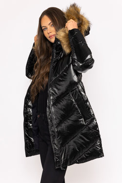 Carraig Donn Faux Fur Hood Coat in Black