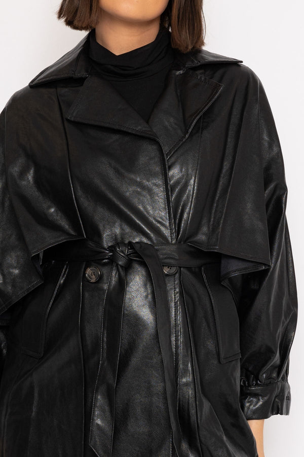 Carraig Donn Faux Leather Trench in Black