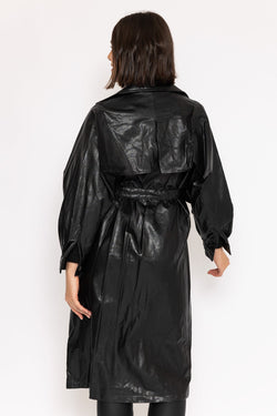 Carraig Donn Faux Leather Trench in Black