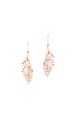 Carraig Donn Feather Simple Drop Earrings in Rose Gold