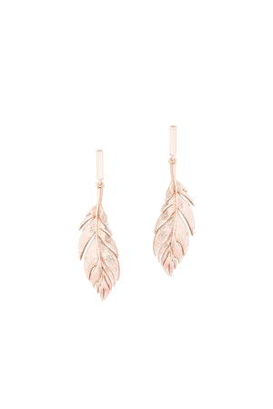 Feather Simple Drop Earrings in Rose Gold