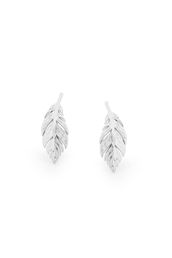 Carraig Donn Feather Stud Earrings in Silver
