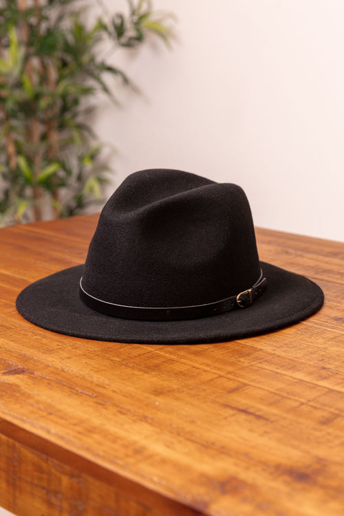 Black Wool Fedora Hat