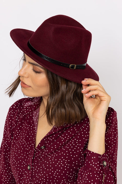 Burgundy Wool Fedora Hat