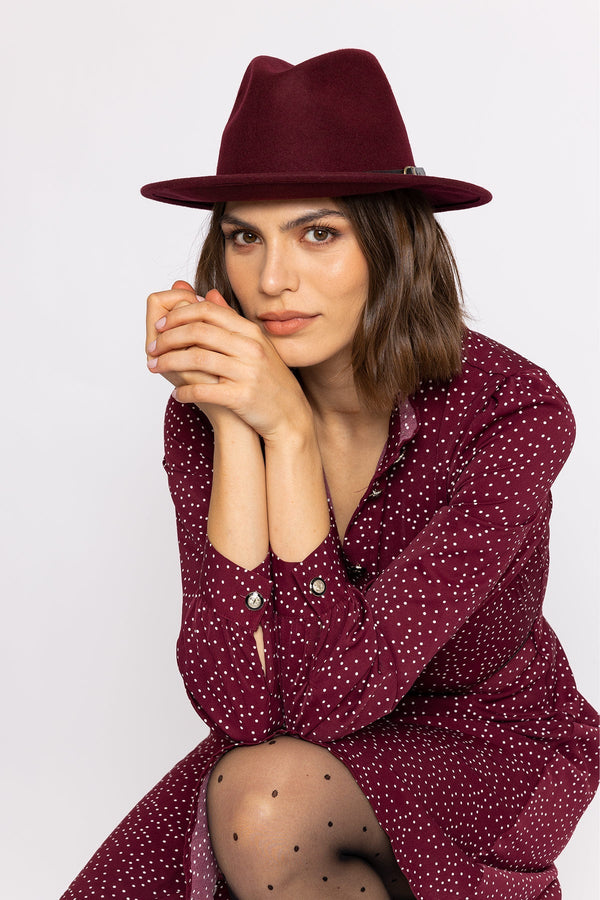 Carraig Donn Fedora Hat in Bordeaux