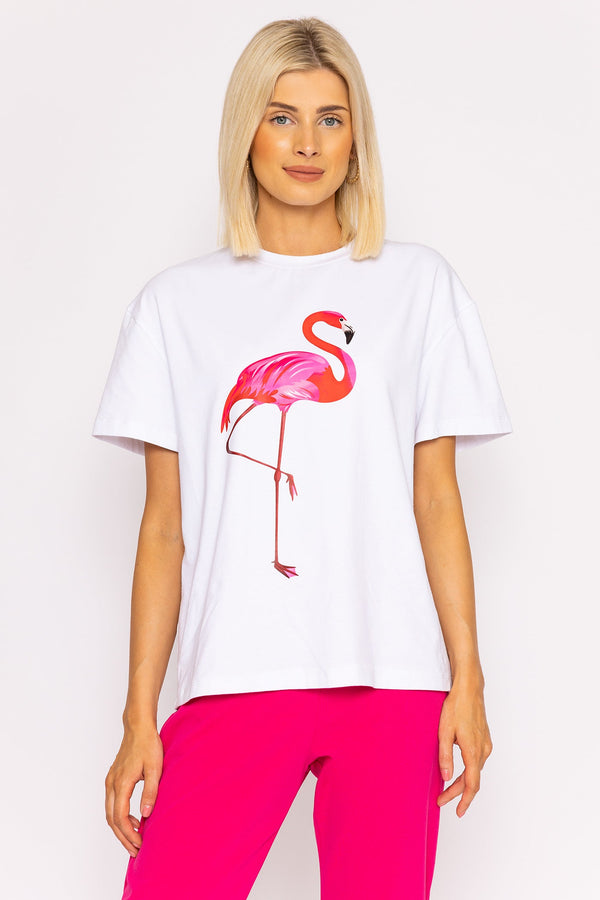 Carraig Donn Flamingo Printed T-Shirt in White