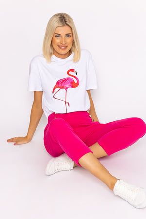 Flamingo Printed T-Shirt in White