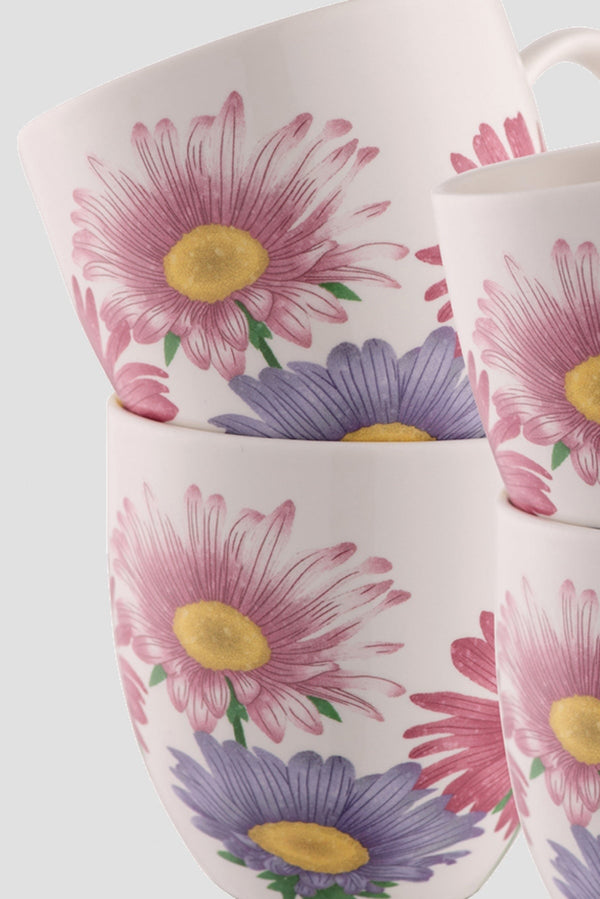 Carraig Donn Floral Ceramic 4 Piece Mug Set