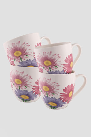 Floral Ceramic 4 Piece Mug Set