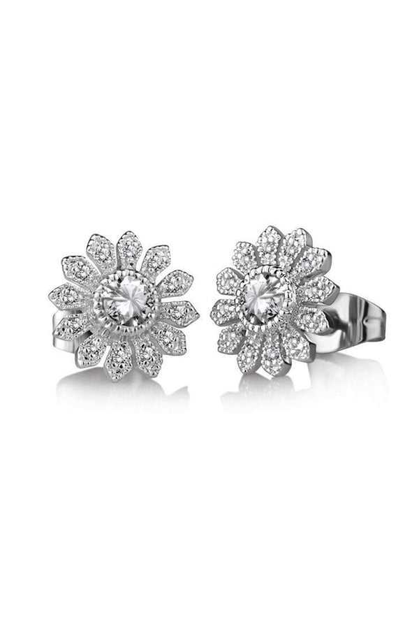 Carraig Donn Flower Earrings Clear Stone