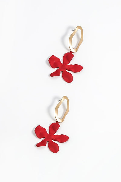 Carraig Donn Flower Earrings in Red
