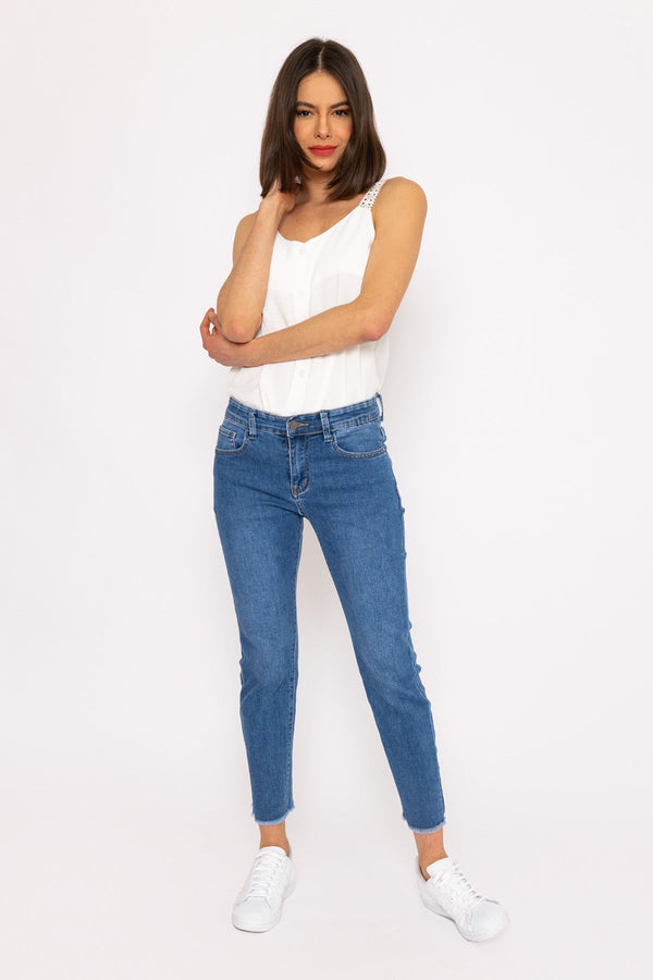 Carraig Donn Frayed Hem Jeans in Denim
