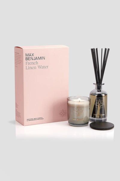Carraig Donn French Linen Water Candle & Diffuser Gift Set