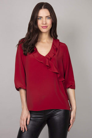 Frill Blouse in Burgundy