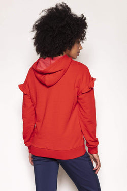 Carraig Donn Frill Sleeve Hoody in Red