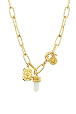 Carraig Donn Gold Plated Necklace with Opalite Charm