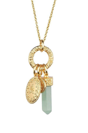 Gold Plated Pendant with Green Aventurine Charm