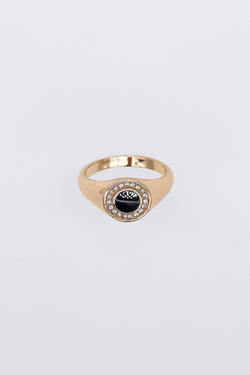 Carraig Donn Gold Ring with Black Detail Size 7