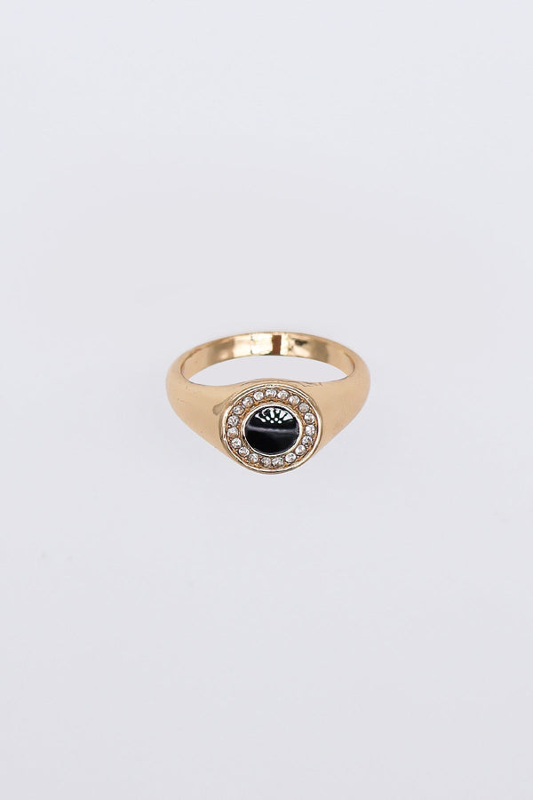 Carraig Donn Gold Ring with Black Detail Size 7