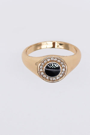 Gold Ring with Black Detail Size 7