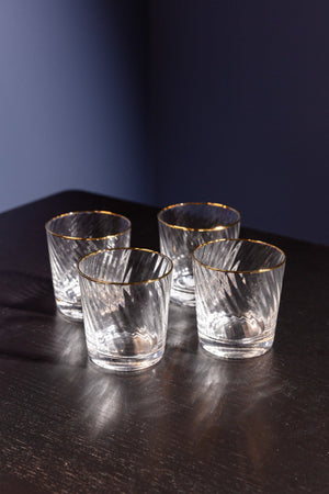 Gold Trimmed Water Glass Set Of 4