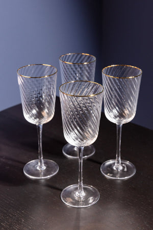 Gold Trimmed Wine Glass Set Of 4