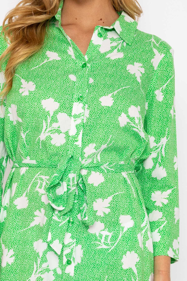 Carraig Donn Green Printed Viscose Shirt Dress
