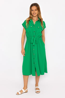 Carraig Donn Green Utility Shirt Dress
