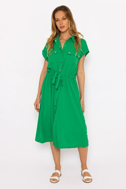 Carraig Donn Green Utility Shirt Dress