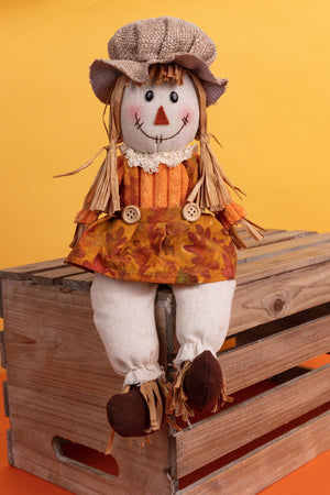 Halloween Mrs Scarecrow Sitting Decoration