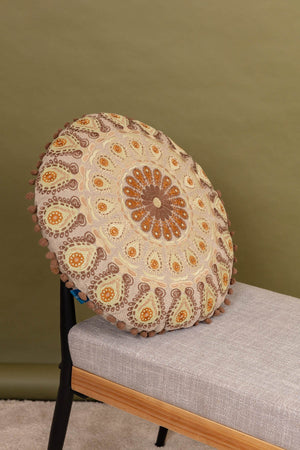 Hannah Round Embroidered Cushion