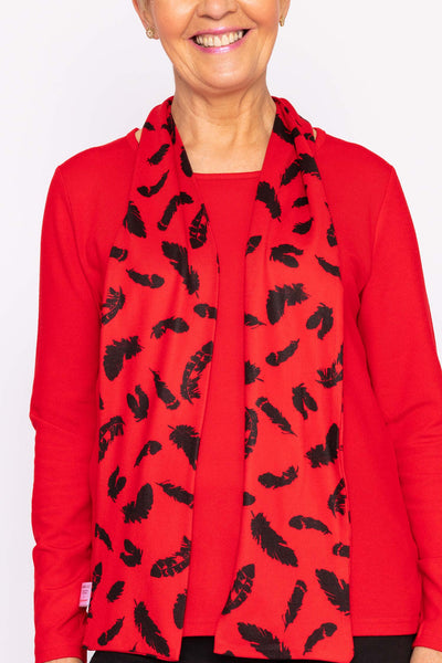 Carraig Donn Jumper with Scarf in Red