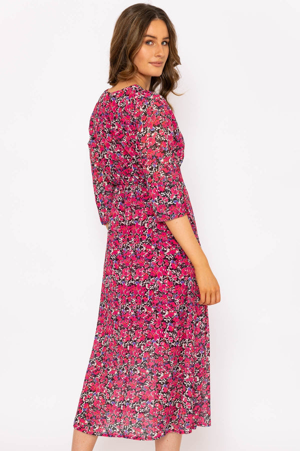 Carraig Donn Kerry Midi Dress in Pink Print