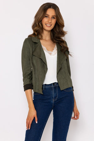 Khaki Suede Cover Up Jacket